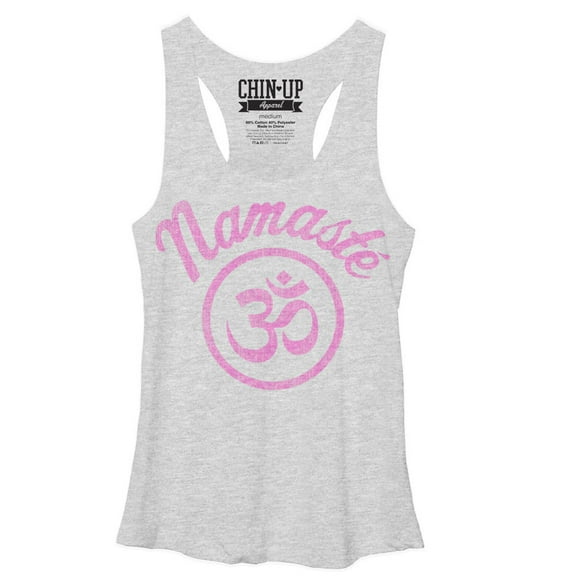 Women's CHIN UP Namaste Racerback Tank Top White Heather Large