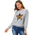 thumbnail image 1 of INSPIRE CHIC Sudadera de manga larga con cuello redondo y lentejuelas brillantes para mujer Gris M, 1 of 6
