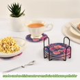 thumbnail image 5 of Yayeee 6 PCS Drink Coasters with Holder Set Woven Absorbent Round Tabletop Hot Pad, Vibrant Art Flowers, 5 of 7