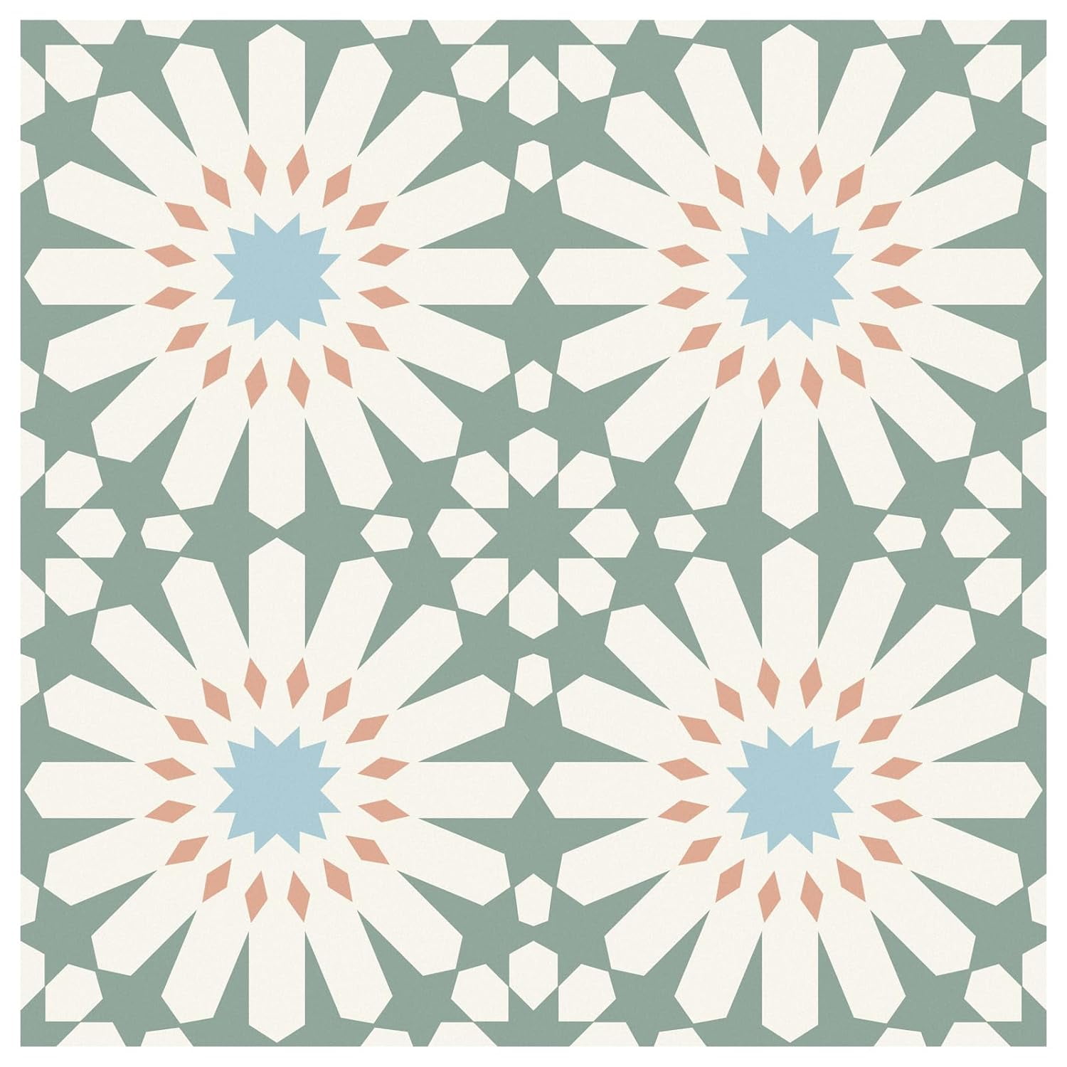 MORCART Peel and Stick Floor Tile - 20 PCS, 7.87" x 7.87" Vinyl Flooring - Waterproof Self-Adhesive Tile Sticker for Wall Backsplashes, Bathroom, Kitchen - Green and White Floral Look