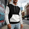 thumbnail image 2 of Mens Color Block Hoodies Long Sleeve with Pocket Pullover Hoodie Fashion Fall Winter Sweatshirt, 2 of 5