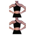 thumbnail image 1 of Eigraketly Trajes de ejercicio de 2 piezas Pantalones cortos amigables con la piel con tops cortos de un hombro Sujetador negro/S 2Conjunto, 1 of 6