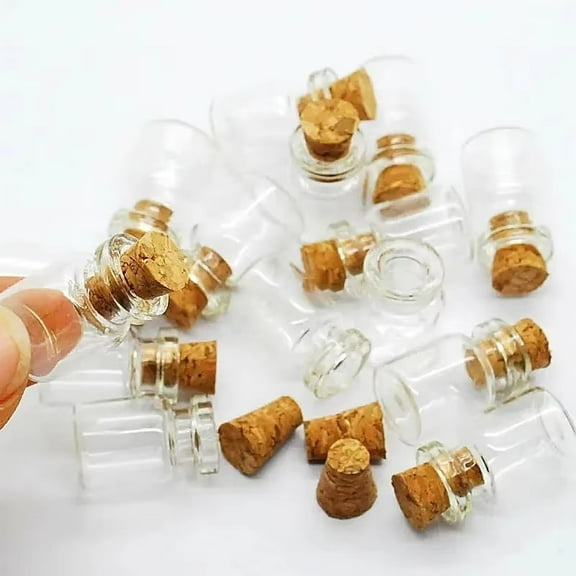 100pcs 0.5ml Vials Clear Glass Bottles with Corks Miniature Glass Bottle with Cork Empty Sample Jars Small 18x10mm