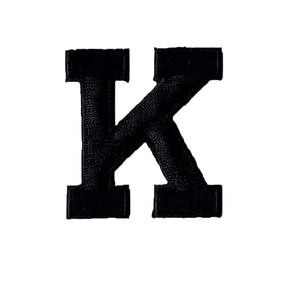 Alphabet Letter K Color Black 2" Block Style Iron On