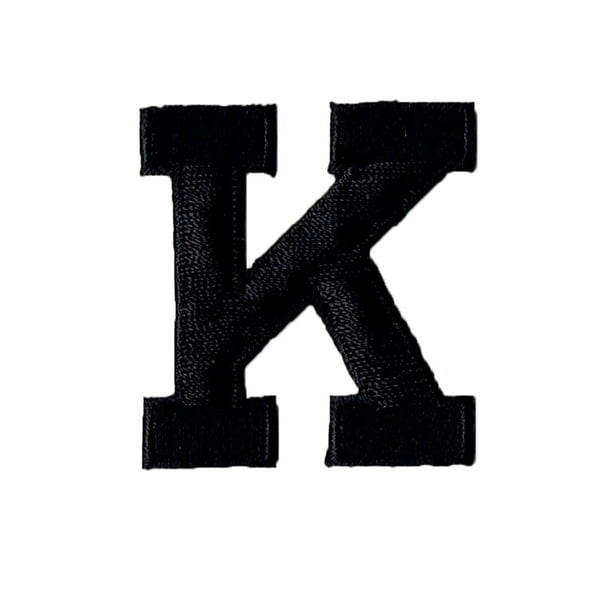 Alphabet Letter K Color Black 2" Block Style Iron On
