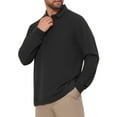 thumbnail image 4 of INSPIRE CHIC Men's Classic Solid Color Long Sleeves Basic Golf Polo T-Shirts M Black, 4 of 6