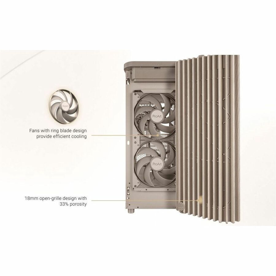 Asus ProArt PA401 Wood Edition Beige, Mesh Panel Computer Case