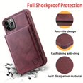 thumbnail image 1 of Leather Magnetic Wallet Case for iPhone 12/12 Pro - Shockproof, Credit Card Holder, Screen Protector & Kickstand Included!, 1 of 1
