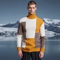 thumbnail image 5 of Men's Turtleneck Color Block Cable Knit Sweater Long Sleeve Pullover Top, 5 of 6