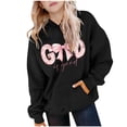 thumbnail image 2 of Sudadera con capucha para niña, con estampado de color, manga larga, informal, deportiva, con capucha, manga larga, sudadera con capucha, top con inserciones en los hombros, blusa de poliéster para ni, 2 of 7