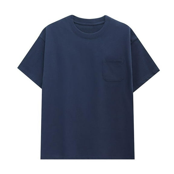 uikmnh Men's T Shirts 2025 Men's Pocket T Shirt Cloth Patch Bag Short Sleeve Round Neck T Shirt Party Solid Color Pocket T Shirt Size:XL