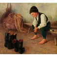 thumbnail image 3 of Géza Peske 13x12 Black Modern Framed Museum Art Print Titled - The Shoe Cleaner, 3 of 5