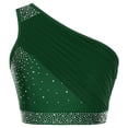 thumbnail image 3 of Doomiva Women's Lyrical Dance Dress Rhinestone Crop Top with Skirted Leotard Ballet Dance Outfit Green XL, 3 of 6