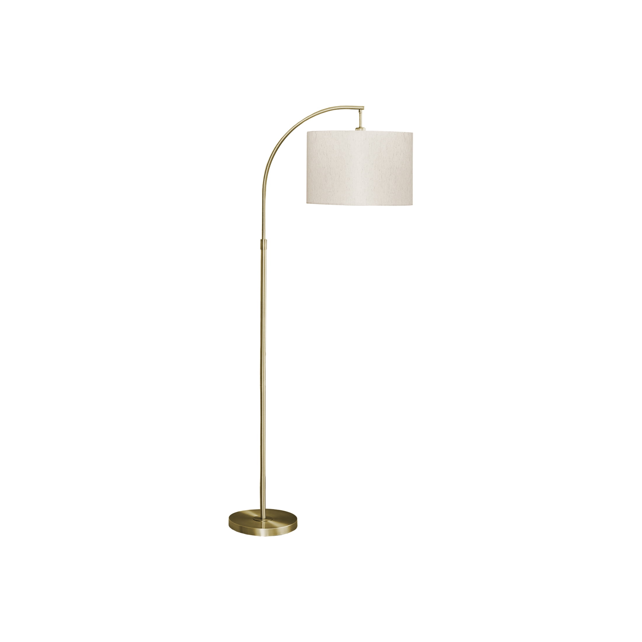 JERFIT Modern Arc Floor Lamp with Drum Shade, Gold Metal Floor Light for Living Room, Bedroom & Office, Adjustable Standing Lamp with On/Off Foot Switch