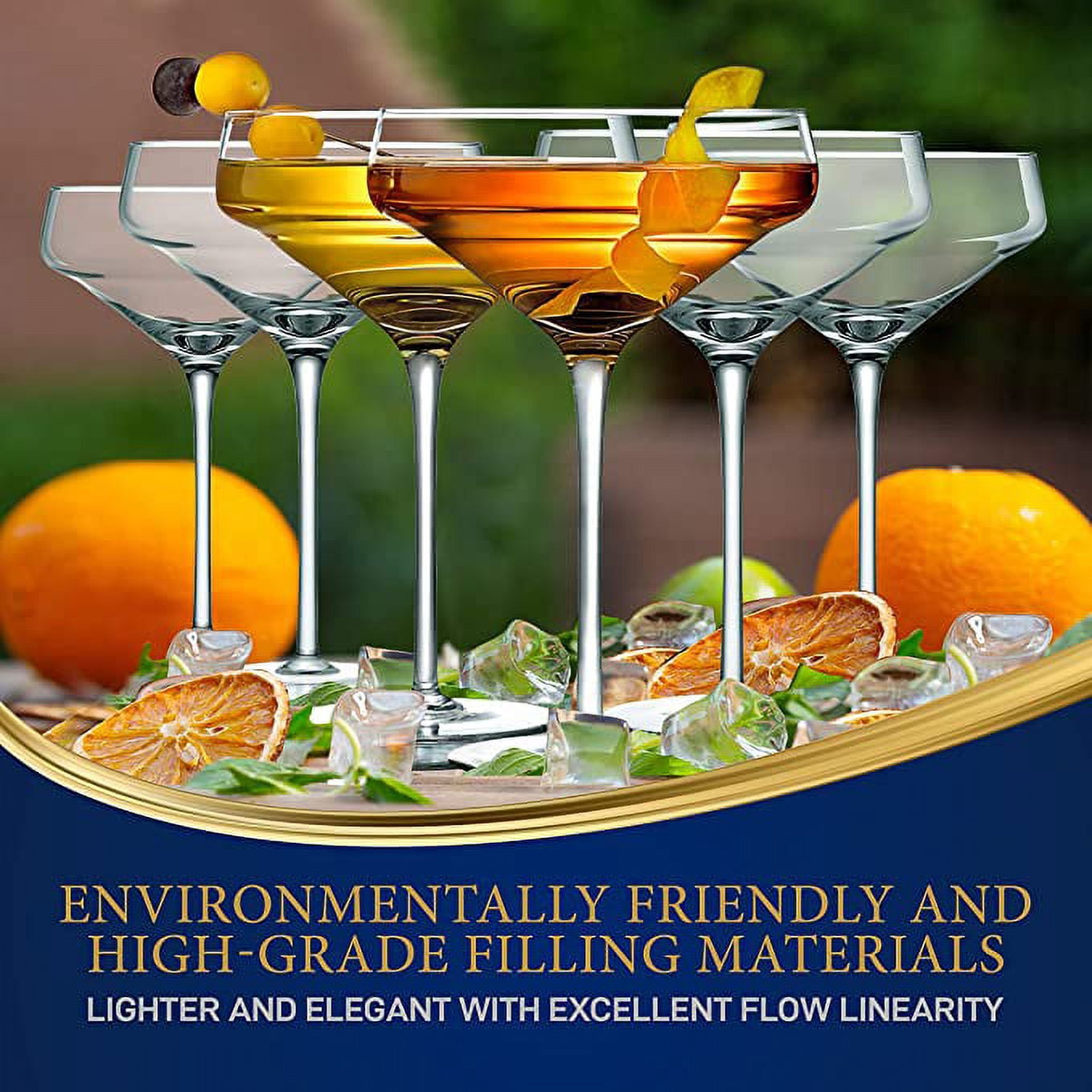 NutriChef 10 Ounces Capacity 6 Sets of Crystal Martini Glass, Ultra Clear, Elegant Wine Glass