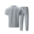 thumbnail image 5 of VBTAPA Men's 2 Piece Summer Outfits Short Sleeve Csual Track Suits Textured Polo Shirts and Drawstring Pants Set with Pockets Gray S, 5 of 6