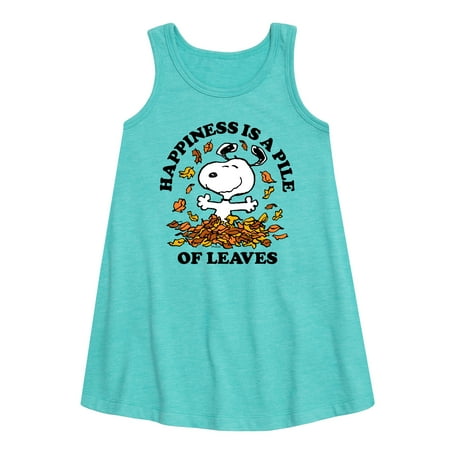 

Peanuts - Happiness Is A Pile Of Leaves - Toddler and Youth Girls A-line Dress