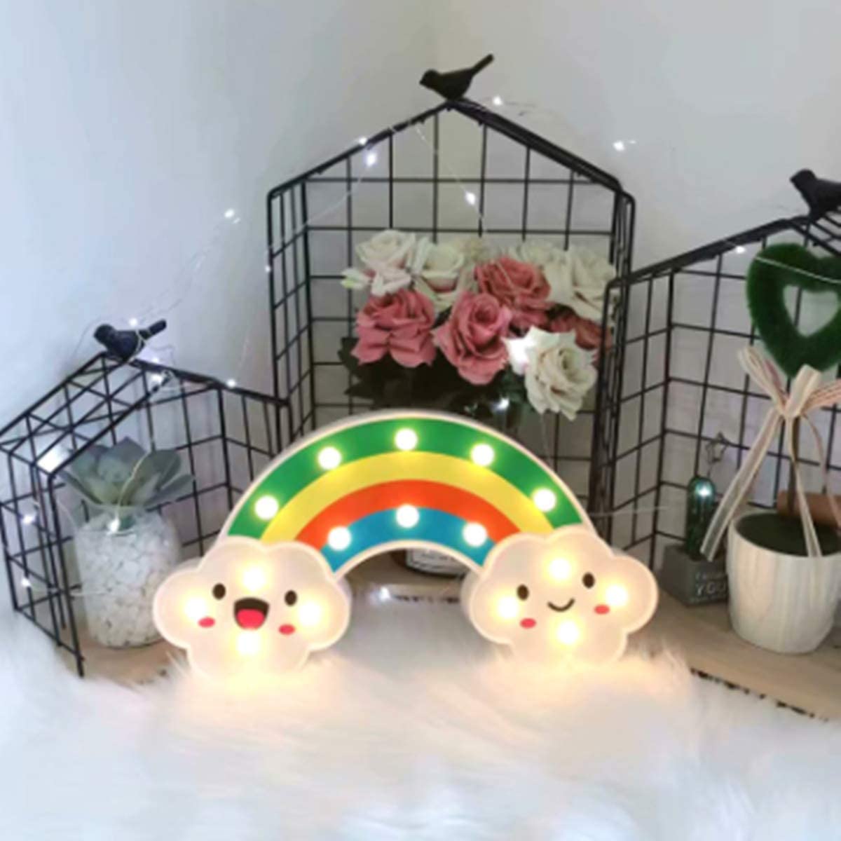 LINLIN Night Light Kids Lamp, LED Night Light Battery Operated LED Girls Light Sign Decorative Table Lamps for Baby Children Bedroom Party