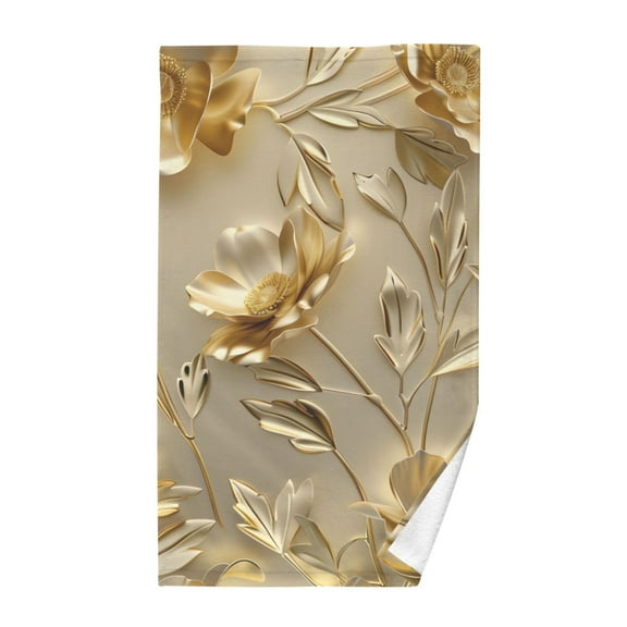 Luxury Gold Flower Cotton Face Towels Absorbent Hand Towel Soft Bathroom Towel for Kitchen Hotel Decoration