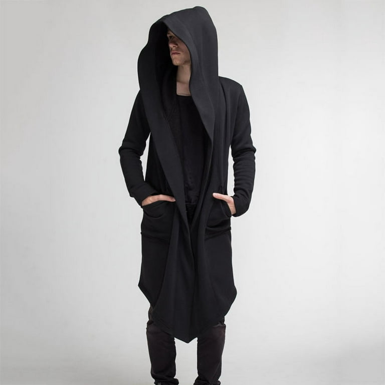 Men's Long Cloak Cape Coat Loose Hoodie Jackets PunK Trench Gothic Cosplay
