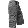 thumbnail image 2 of zeranth Pants Solid Color Buttons Zipper Closure All Match Mid Waist Multi Pockets Summer Relaxed Fit Straight Cargo Shorts Streetwear, 2 of 7