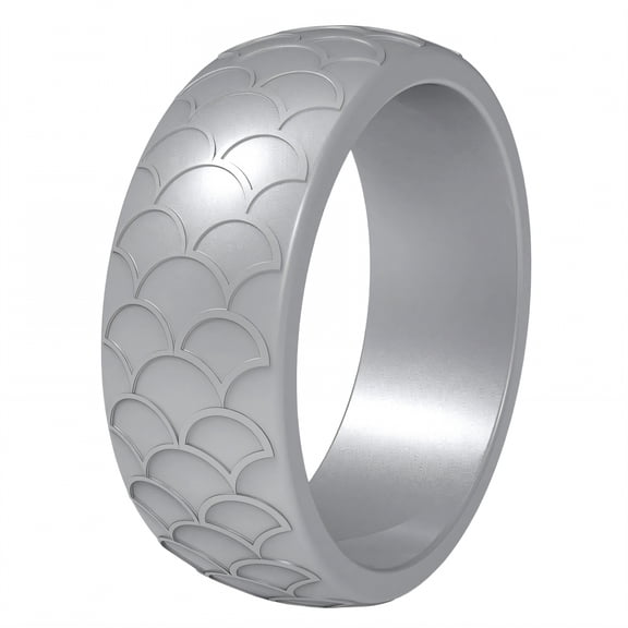 DESIGNICE Silicone Rings for Him,Matte Finish Men Silicone Wedding Bands,Silky Skin Feel Rubber Rings,Silver