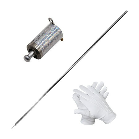 

130cm Collapsible Appearing Cane Stretchable and Durable for Magic Accessories Silver 1.3+ Gloves