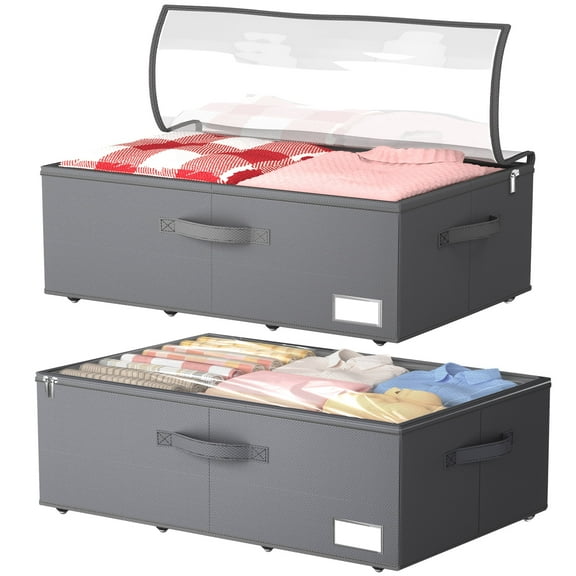 Under Bed Storage with Wheels, WLRETMCI 2Pack Large Under-Bed Storage Container, Rolling Bedroom Storage Organize for Clothes, Shoes,Toys, No-Tool Assembly