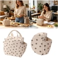 thumbnail image 3 of TAROFISH Unisex Corduroy Lunch Bag, Featuring a Reusable Insulated Lunch Box, A Water Bottle Pocket and Side Pockets; a Large-Capacity Reusable Insulated Bag, Ideal for Work, Picnics and Travel, 3 of 5