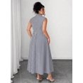 thumbnail image 2 of Plus-Size Women's Sleeveless Striped Midi Dress with Tie Waist and Pockets, 2 of 5