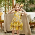 thumbnail image 6 of PatPat Girls Summer Dress Toddler Girl Floral Dresses Chiffon Layered Princess Sundress, Yellow,3 Years, 6 of 7