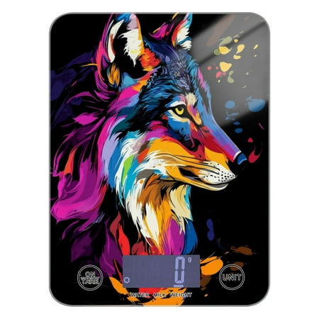 

Vibrant and Colorful Wolf Food Scale Digital Kitchen Scale Waterproof Grams Ounces lbs for For Baking and Cooking