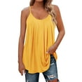 thumbnail image 2 of WTXUE Camisole Tops Sleeveless Tops Women Pleated Top Shirt Spaghetti Strap Camisole Fit Casual Sleeveless Summer Tank Tops Fashion Shirt Flowy Tops Loose Tank Tops for Women Tunic Tops Gold L, 2 of 6