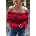 thumbnail image 3 of Women's Racing Red Off-the-Shoulder Knit Sweater - Flirty and Stylish | [ZhiHiMeRi] | (US 16-18)XL, 3 of 12