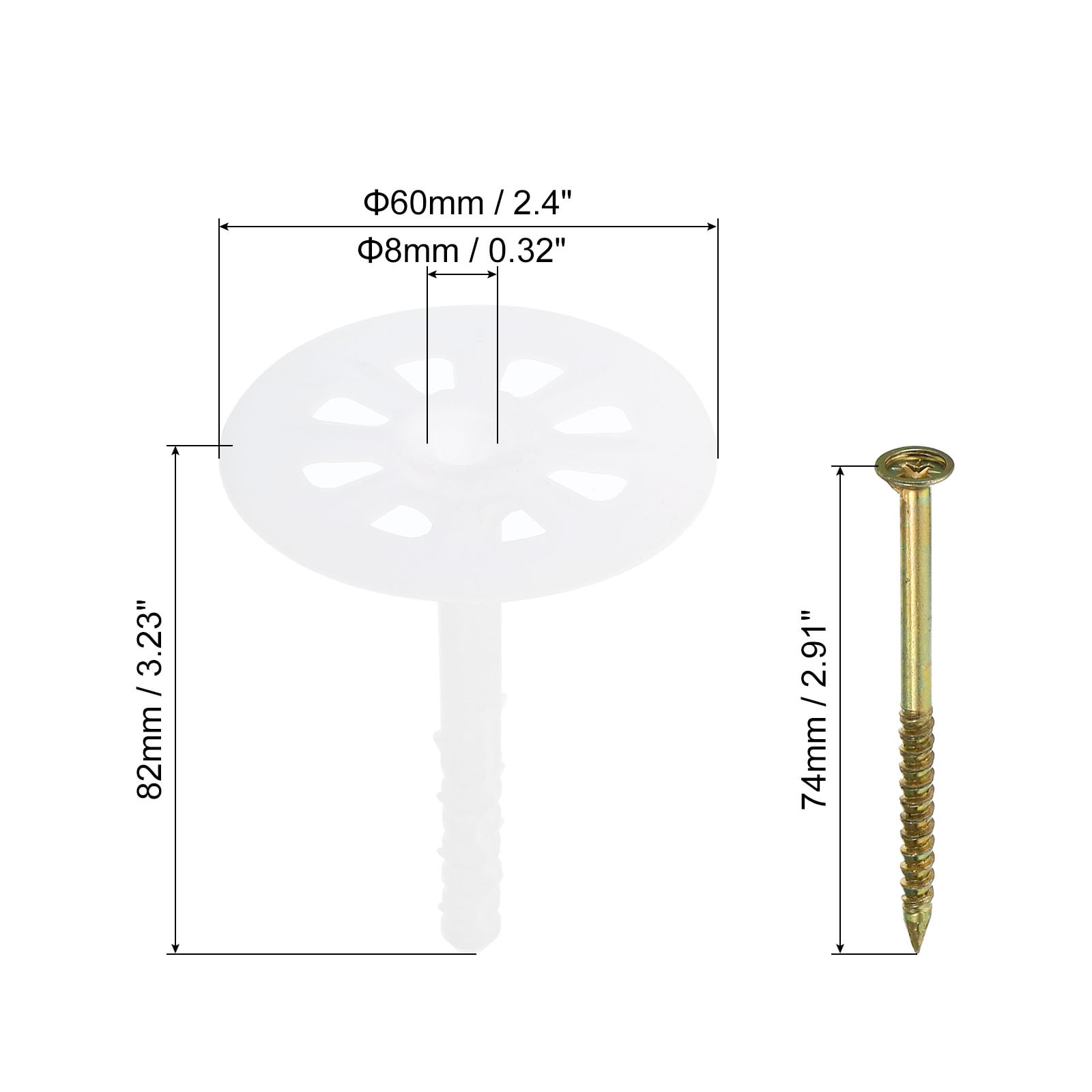 Uxcell 32mm Perforated Insulation Pins Insulating Nails Wall Plug Plastic Expansion Bolt 100 Pack