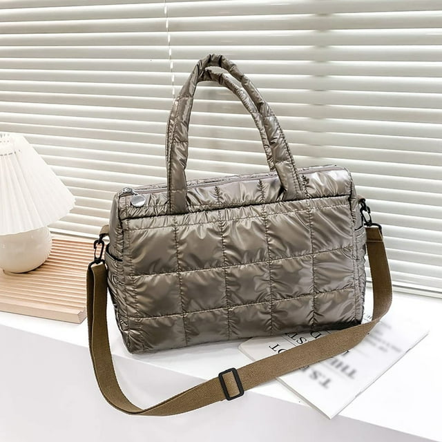 Gran bolso de hombro de algodón marrón