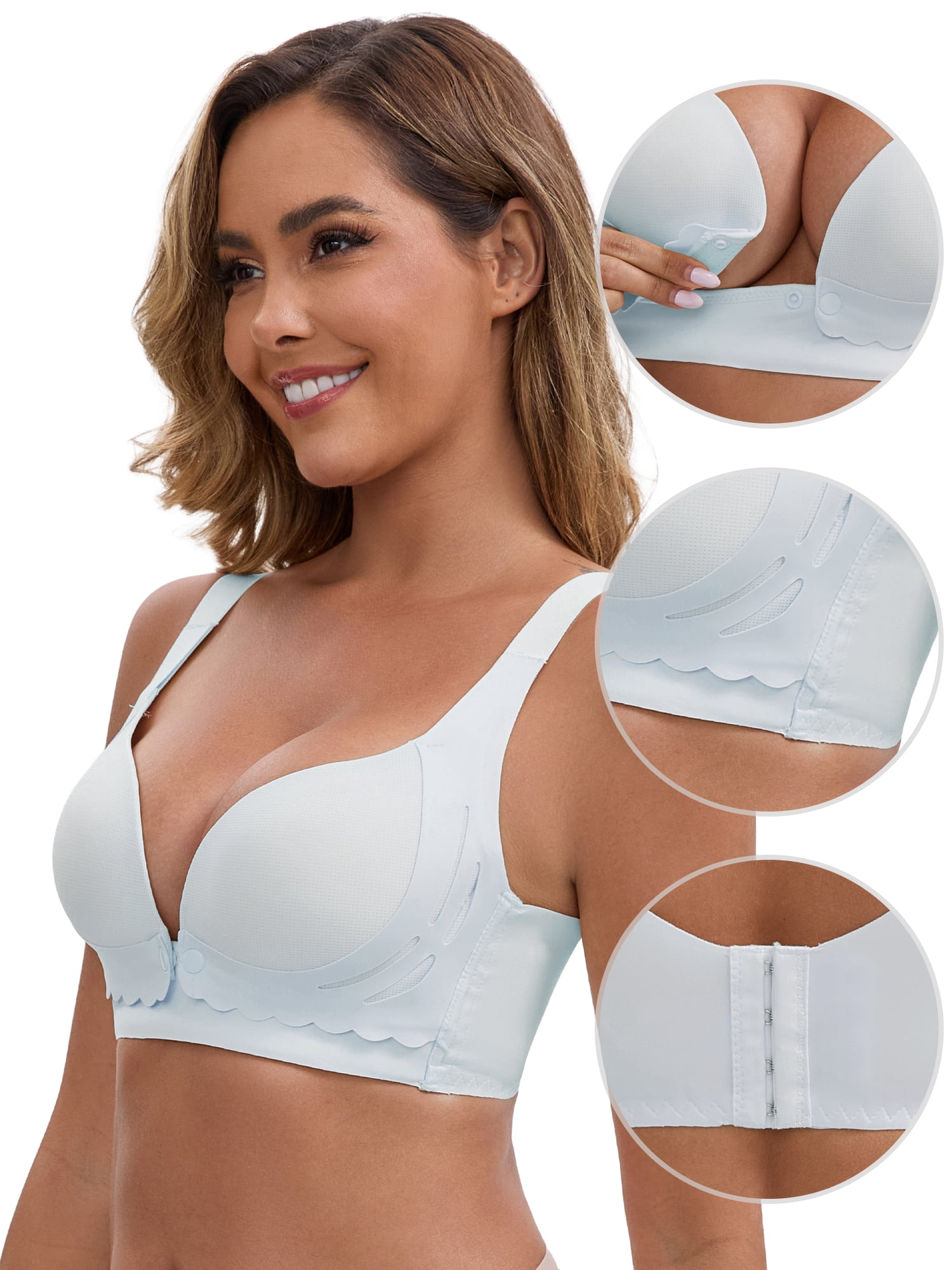 DARING DIVA Nursing Closure Adjustable Maternity Pumping Bralette M Light Blue