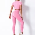 thumbnail image 4 of SELONE Workout Sets for Women 2 Piece Active Solid Outfits Leggings Short Sleeve Crewneck Basic Tops Summer Knitted Soft Sets Hot Pink S, 4 of 7