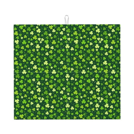 

Lukts Happy St. Patrick s day Print Ultra Water Dish Drying Mat Slip Resistant Pad for Sink Dishes or Under Rack Kitchen Counter Accessories