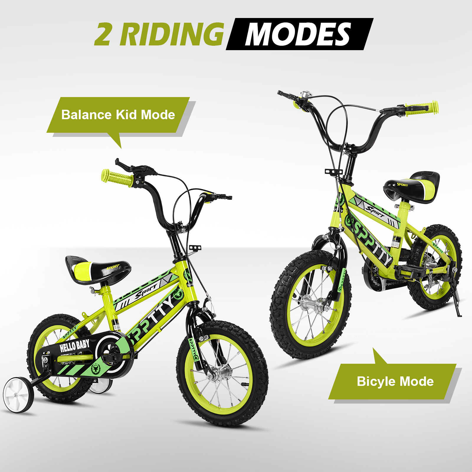 SPPTTY Kids Bike for 2-16 Years Old,12"-20" Bike for Boys Girls with Training Wheels,Dual Hands Brakes