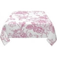 thumbnail image 3 of Pink Floral Tablecloth 54 x 54 Inch Square Chinoiserie Flowers Decorative Table Cloth Rustic Fabric Farmhouse Washable Table Cover for Picnic Party Holiday Home Indoor Outdoor, 3 of 6