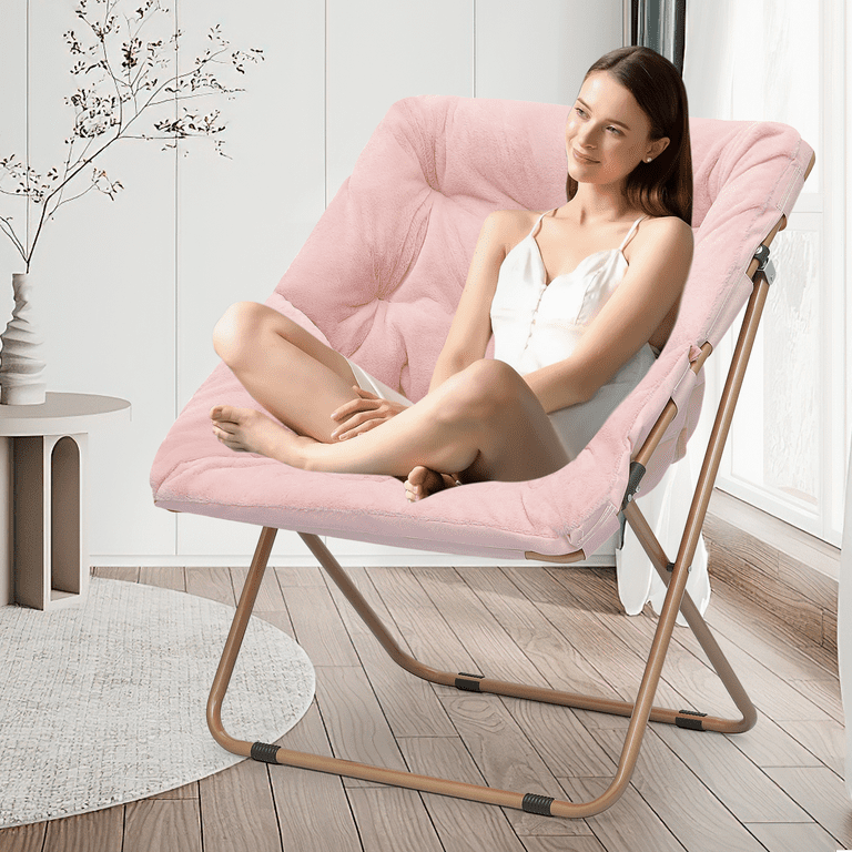 Folding fur saucer chair new arrivals