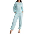 thumbnail image 1 of SUNSIOM Femmes 2 Pièces Pyjama Ensemble Manches Longues Col Rond Gobelet Impression Tops Cordon Pantalons Ensembles de Vêtements de Nuit, 1 of 6