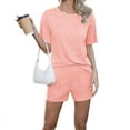 thumbnail image 3 of Asklazy Women's Pajamas Set short Sleeve and short Pants 2 Piece Pjs Sleepwear with Pockets,US Size,Peach Pink,XL, 3 of 12