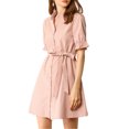 thumbnail image 2 of INSPIRE CHIC Women's Casual Short Sleeve Solid Color Button Down Shirt Dress, 2 of 7
