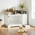 thumbnail image 2 of Luku Farmhouse 48" Dog Crate Furniture, Dog Kennel End Table with Storage Drawers & Removable Tray, 2 of 8