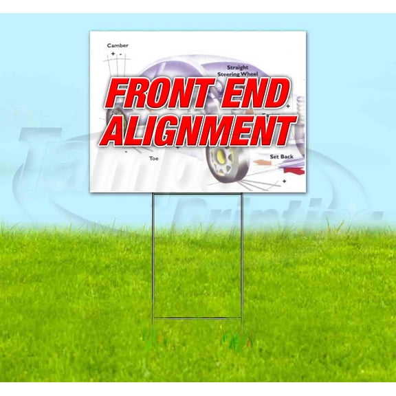 Front End Alignment (18" x 24") Yard Sign, Includes Metal Step Stake
