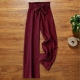 thumbnail image 2 of Women's Soft Polyester Elastic Waist Loose Pants, Solid Color Bow Tie Design, Flattering Casual Fit, Versatile Summer Work Smart Casual & Daily Errands Wear, Comfortable Wide Leg, 2 of 6