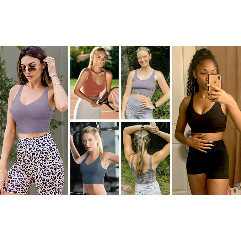 Women's Low Cut Cropped Athletic Tank Top With Shelf Bra Quick Dry Camisole  