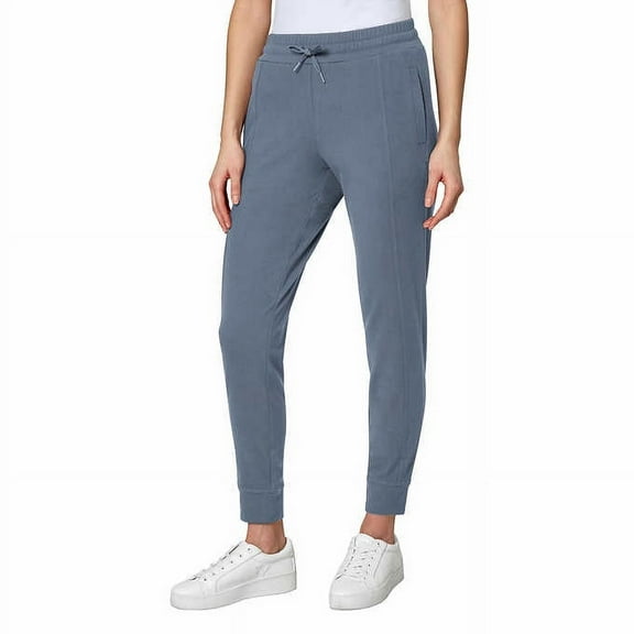 Mondetta Women's High Waist Active Pants Side Pockets Soft Fleece Joggers-Blue / XXL
